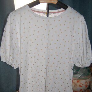 BODEN WOMENS WHITE POLKA-DOT SHIRT SIZE 14